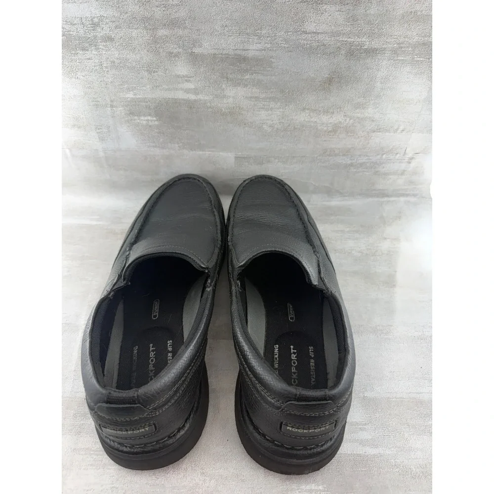 Rockport Men Black Leather Slip On Loafers CG8965 Moc Toe Shoes Size 12W